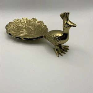 Anthropologie Peacock Trinket Dish Gold Tone Metal